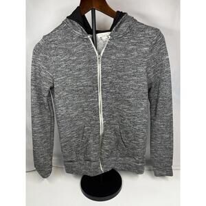 Forever 21 Hoodie Womens S Gray Black Full Zip Marled Knit‎ Sweatshirt Pockets
